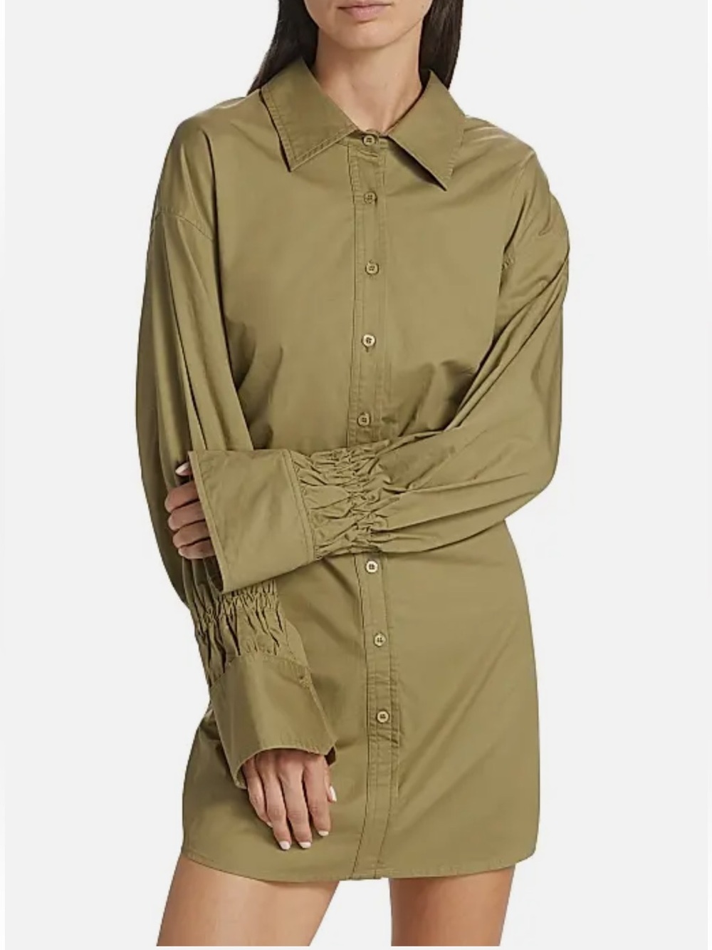 En Saison Sage Green Hardin Long Sleeve Shirt Dress